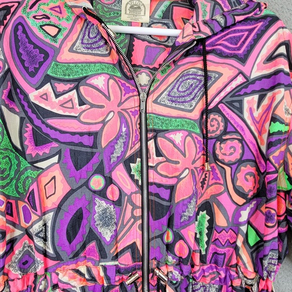Vintage Speedo Jacket Womens Small Pink Purple Floral Funky Hippie Windbreaker - Picture 6 of 14